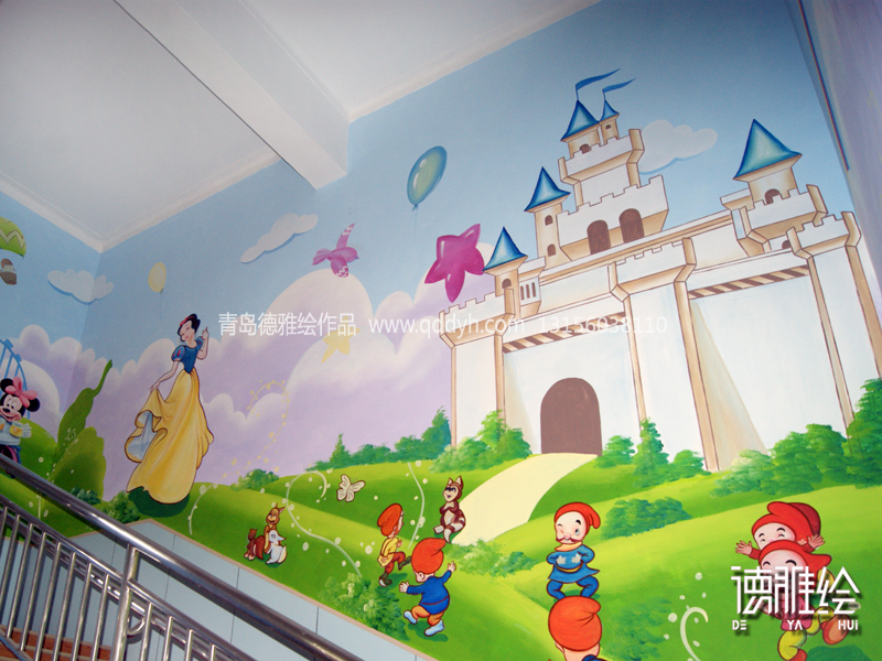 幼儿园彩绘-青岛市卫生局幼儿园墙绘