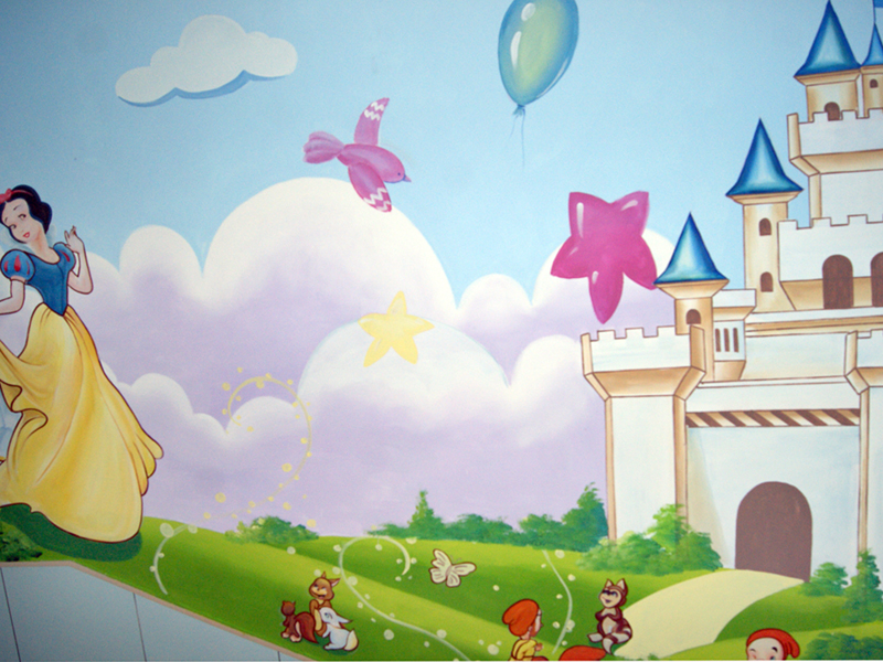 幼儿园彩绘-青岛市卫生局幼儿园墙体彩绘