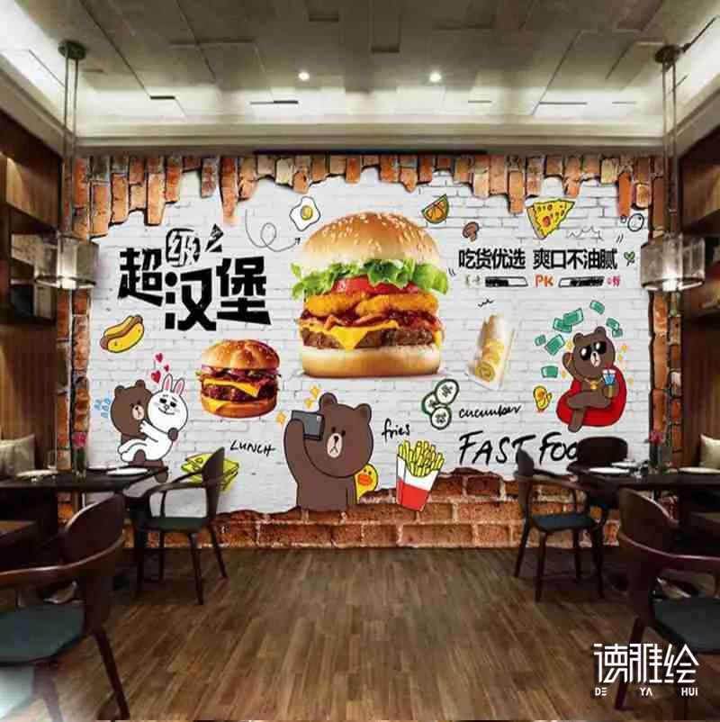 手绘墙-汉堡店面手绘墙设计效果图